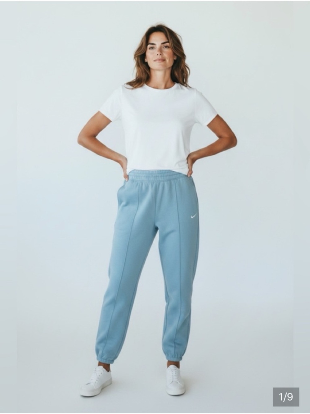 Nike Sportswear Essential Fleece Trouser Sweat Pants in Pale Blue Size Small